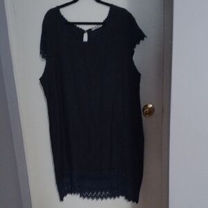 Elegant Black Blue Midi Dress